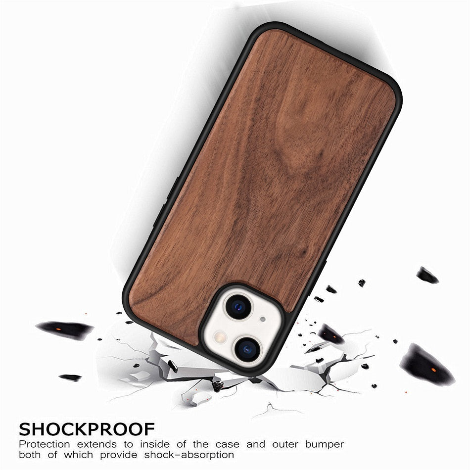 Premium iPhone Case MagSafe Compatible Solid Bamboo Wood Shockproof Protective Cover Hard Back Camera Lens Protection Slim Natural Design