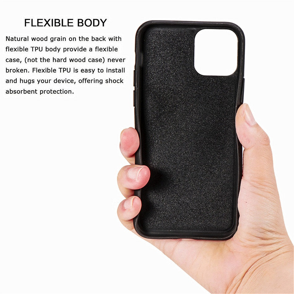 Premium iPhone Case MagSafe Compatible Solid Bamboo Wood Shockproof Protective Cover Hard Back Camera Lens Protection Slim Natural Design