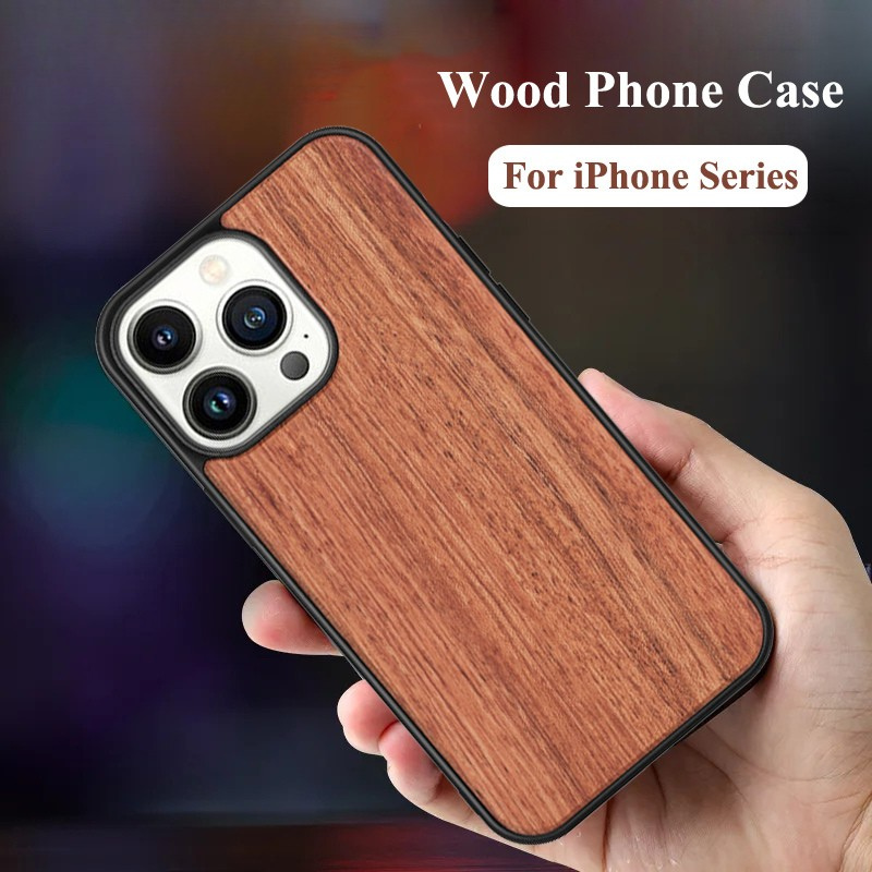 Premium iPhone Case MagSafe Compatible Solid Bamboo Wood Shockproof Protective Cover Hard Back Camera Lens Protection Slim Natural Design