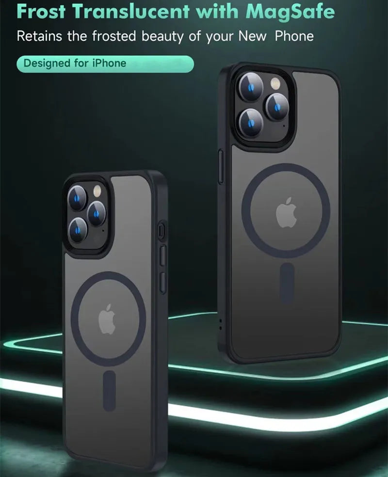 Premium iPhone Case MagSafe Compatible Transparent Hybrid Shockproof Protective Cover Clear HD Design Camera Lens Protection Slim Profile