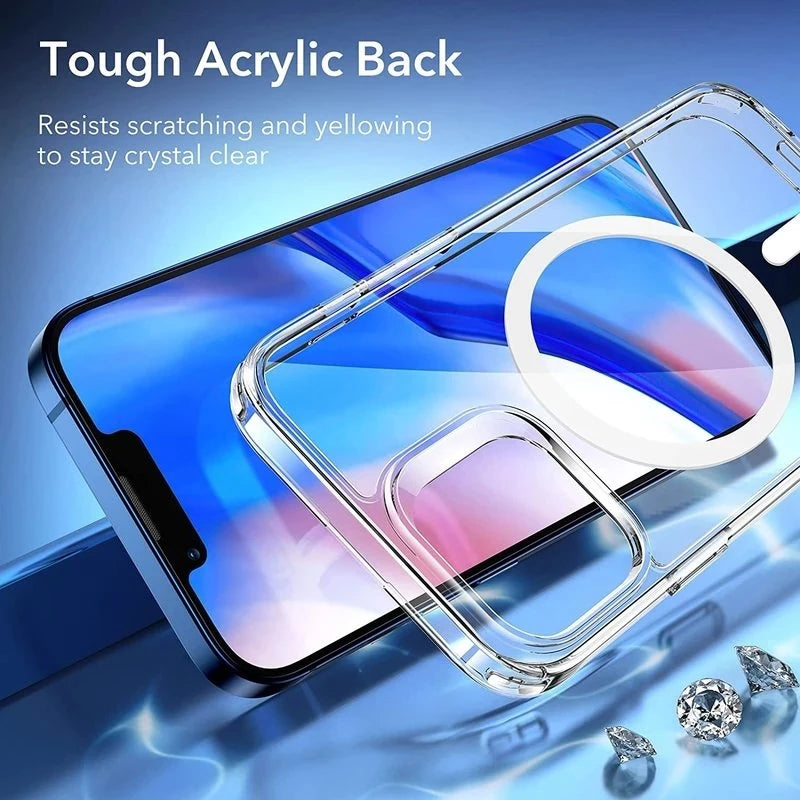 Premium iPhone Case MagSafe Compatible Transparent Ultra Thin Shockproof Protective Cover Frameless Clear Design Camera Lens Protection Slim Profile