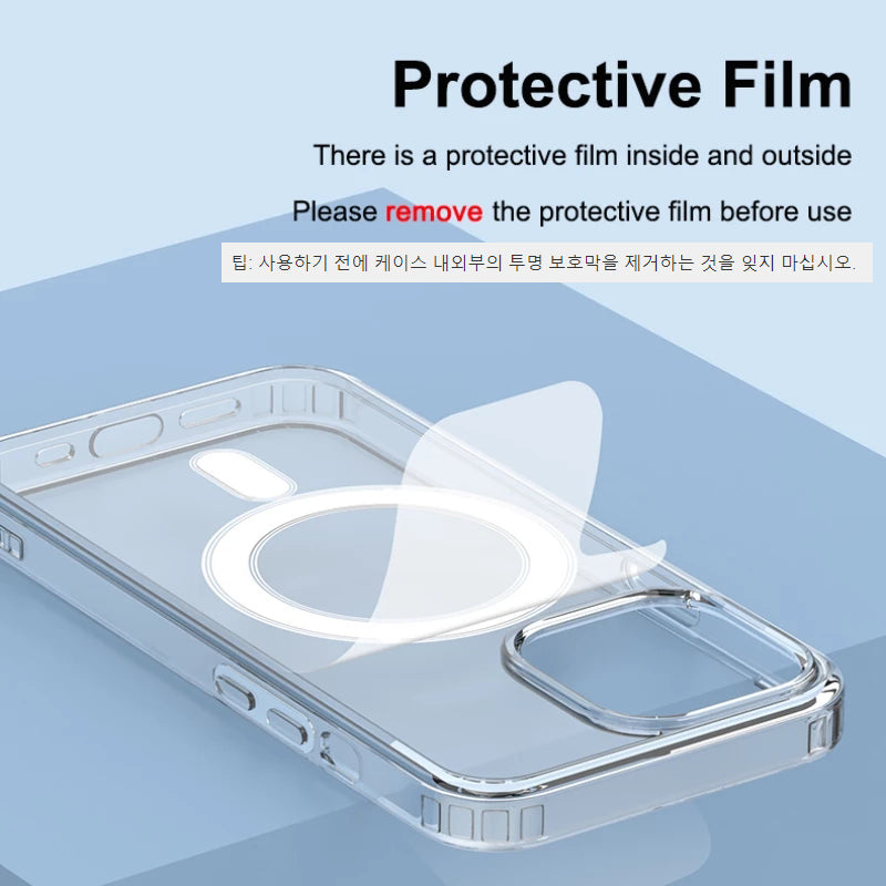 Premium iPhone Case MagSafe Compatible Transparent Ultra Thin Shockproof Protective Cover Frameless Clear Design Camera Lens Protection Slim Profile