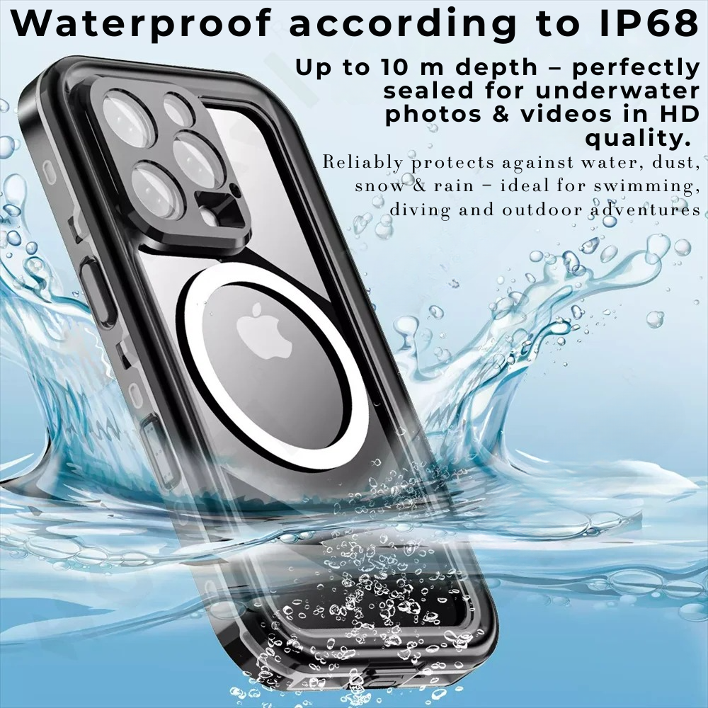 Premium iPhone Case MagSafe Compatible Waterproof IP68 Shockproof Protective Cover 360 Full Body Sealed Design Camera Lens Protection Dustproof
