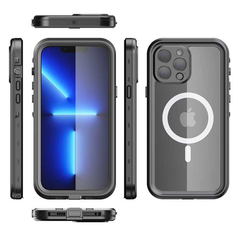 Premium iPhone Case MagSafe Compatible Waterproof IP68 Shockproof Protective Cover 360 Full Body Sealed Design Camera Lens Protection Transparent