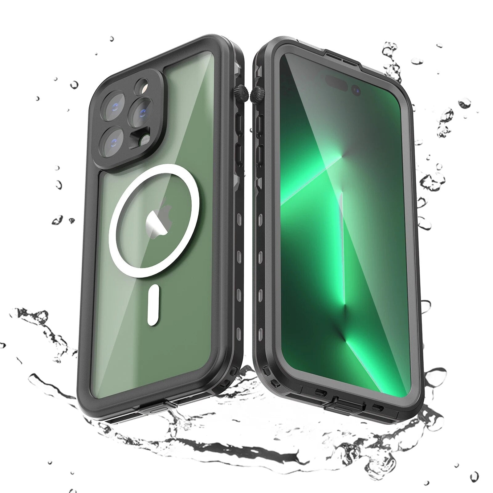 Premium iPhone Case MagSafe Compatible Waterproof IP68 Shockproof Protective Cover 360 Full Body Sealed Design Camera Lens Protection Transparent