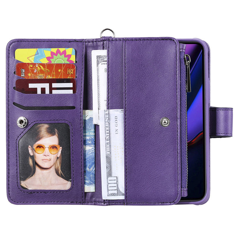 Premium iPhone Case Magnetic Detachable Wallet Flip Cover PU Leather Card Holder Handbag Design Stand Feature Shockproof Full Protection