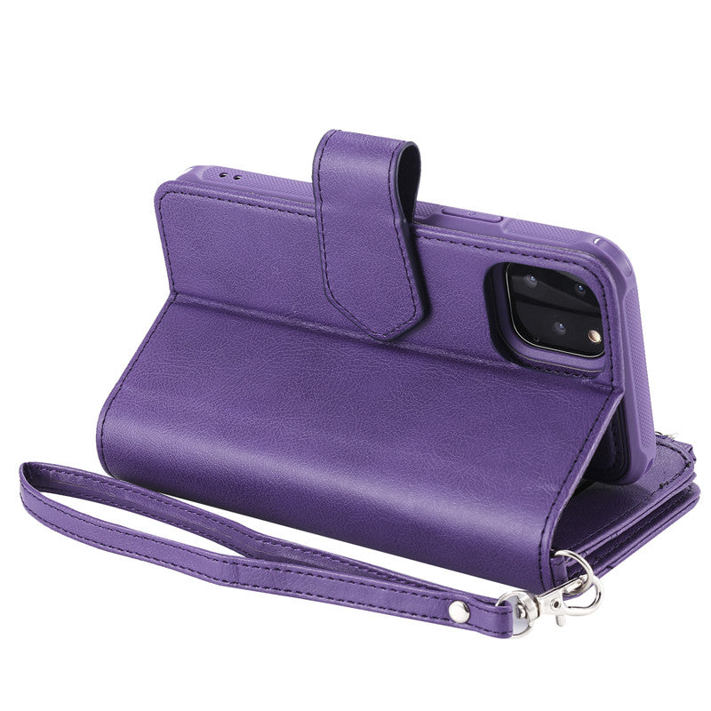 Premium iPhone Case Magnetic Detachable Wallet Flip Cover PU Leather Card Holder Handbag Design Stand Feature Shockproof Full Protection