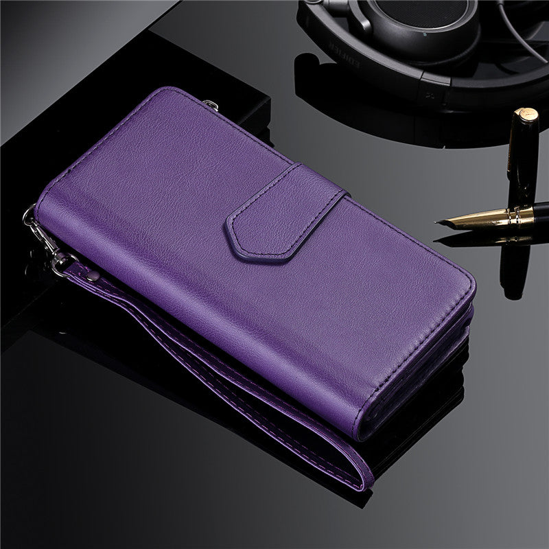 Premium iPhone Case Magnetic Detachable Wallet Flip Cover PU Leather Card Holder Handbag Design Stand Feature Shockproof Full Protection