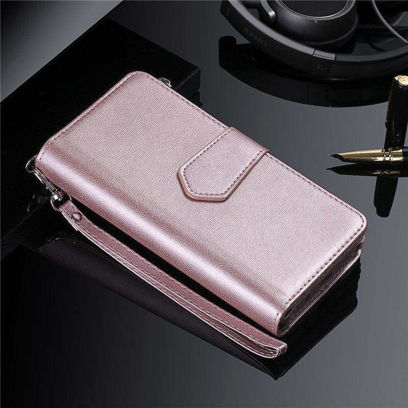 Premium iPhone Case Magnetic Detachable Wallet Flip Cover PU Leather Card Holder Handbag Design Stand Feature Shockproof Full Protection