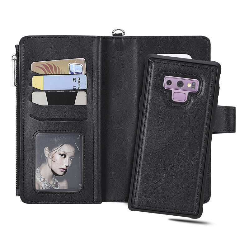 Premium iPhone Case Magnetic Detachable Wallet Flip Cover PU Leather Card Holder Handbag Design Stand Feature Shockproof Full Protection