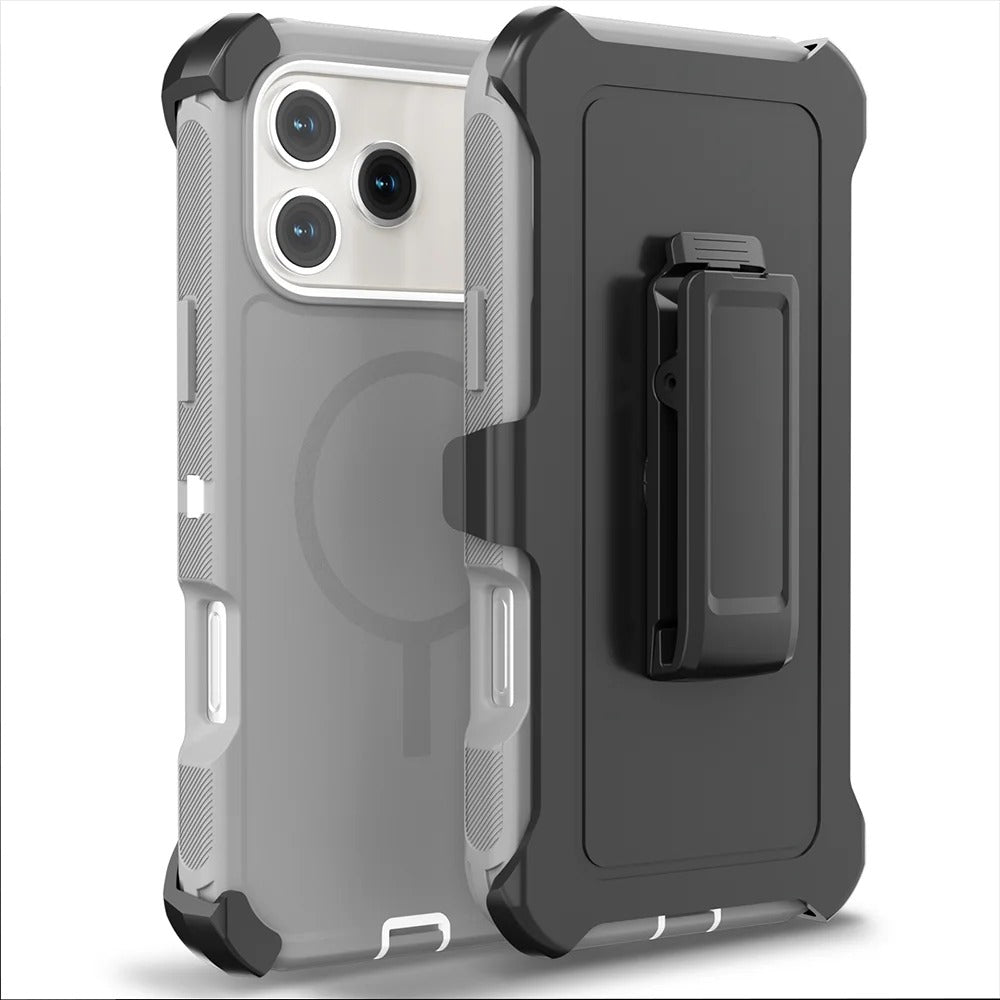 Premium iPhone Case Magnetic Protective Cover Rugged Defender Shockproof Armor Dual Layer Belt Clip Holder Full Port Protection Anti Slip Grip Heavy Duty Design