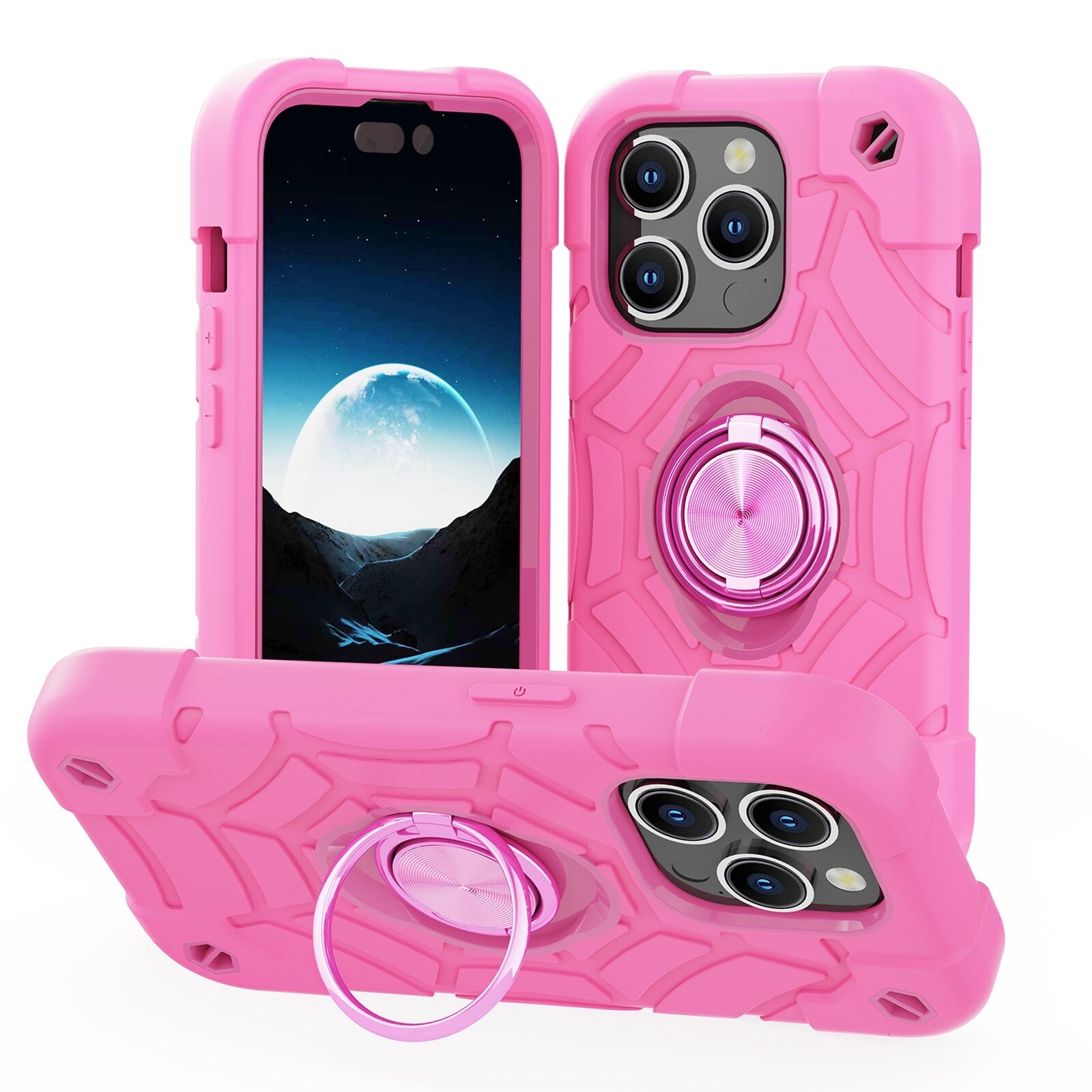 Premium iPhone Case Rugged Military Grade Protective Cover Dual Layer Shockproof Armor Kickstand Ring Holder Anti Slip Grip Full Protection