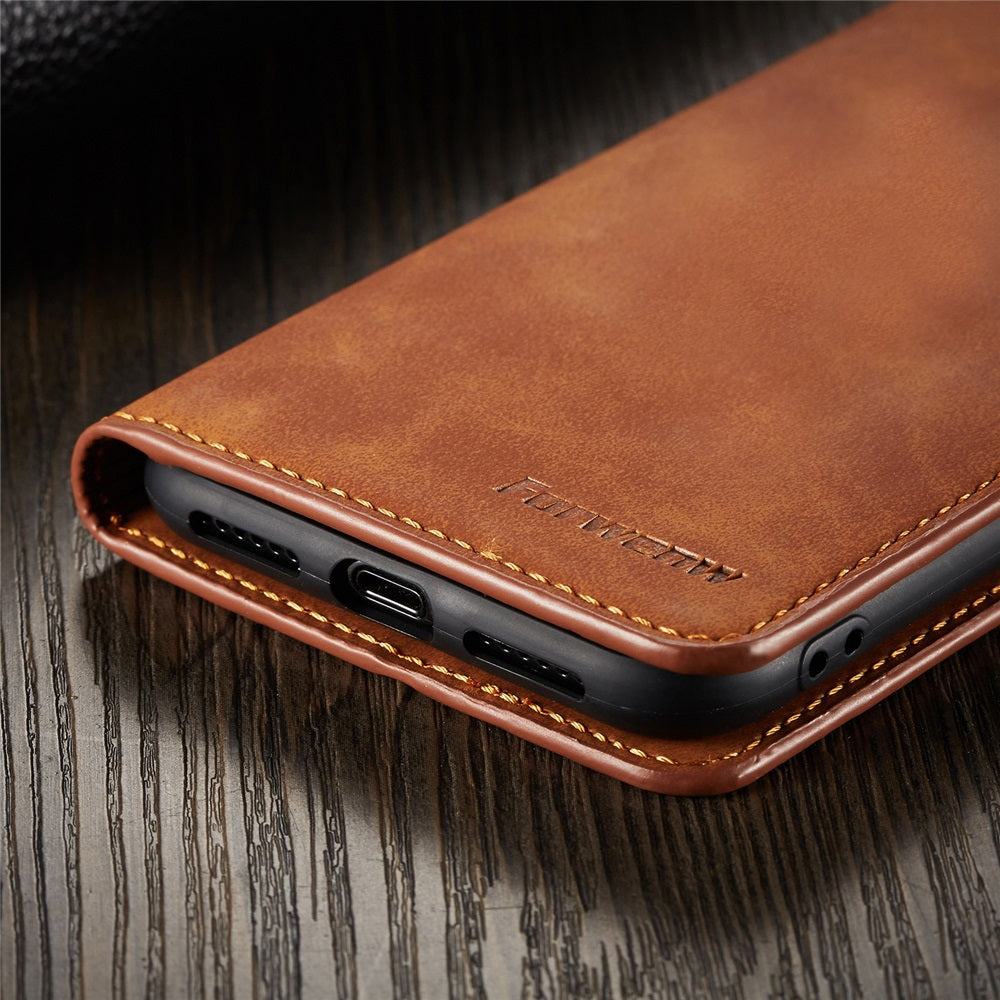 Premium iPhone Case Suede Leather Wallet Flip Cover Card Holder Magnetic Closure Shockproof Protection Full Body Slim Design