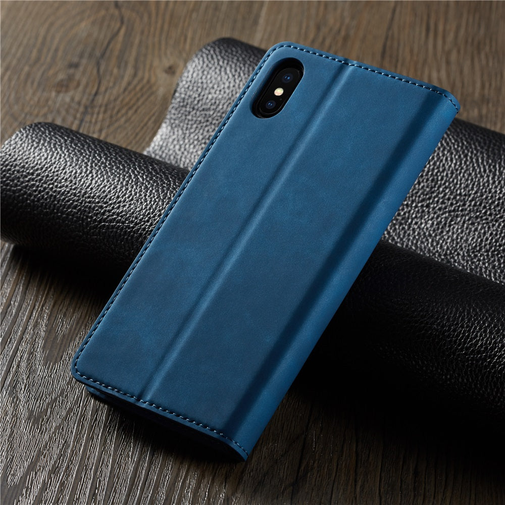Premium iPhone Case Suede Leather Wallet Flip Cover Card Holder Magnetic Closure Shockproof Protection Full Body Slim Design