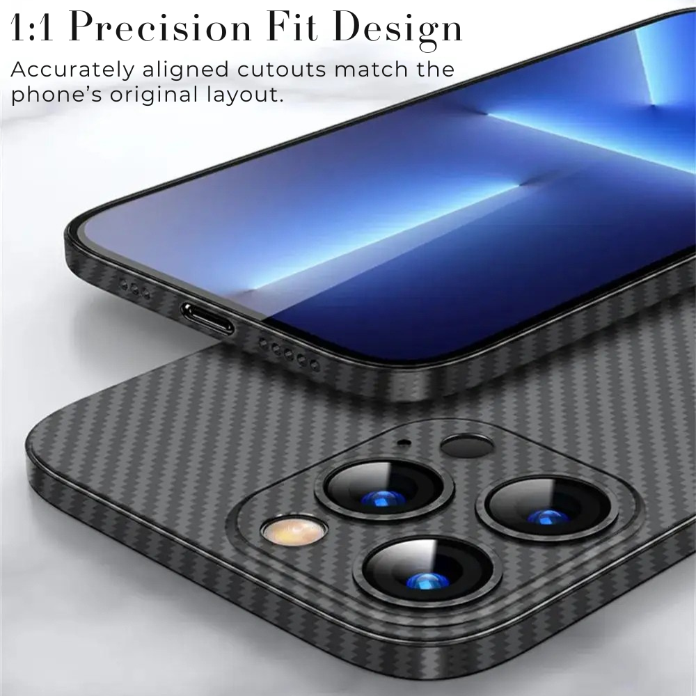 Premium iPhone Case Ultra Thin Carbon Fiber Matte Protective Cover 0.2mm PP Back Lightweight Scratch Resistant Slim Minimalist Design