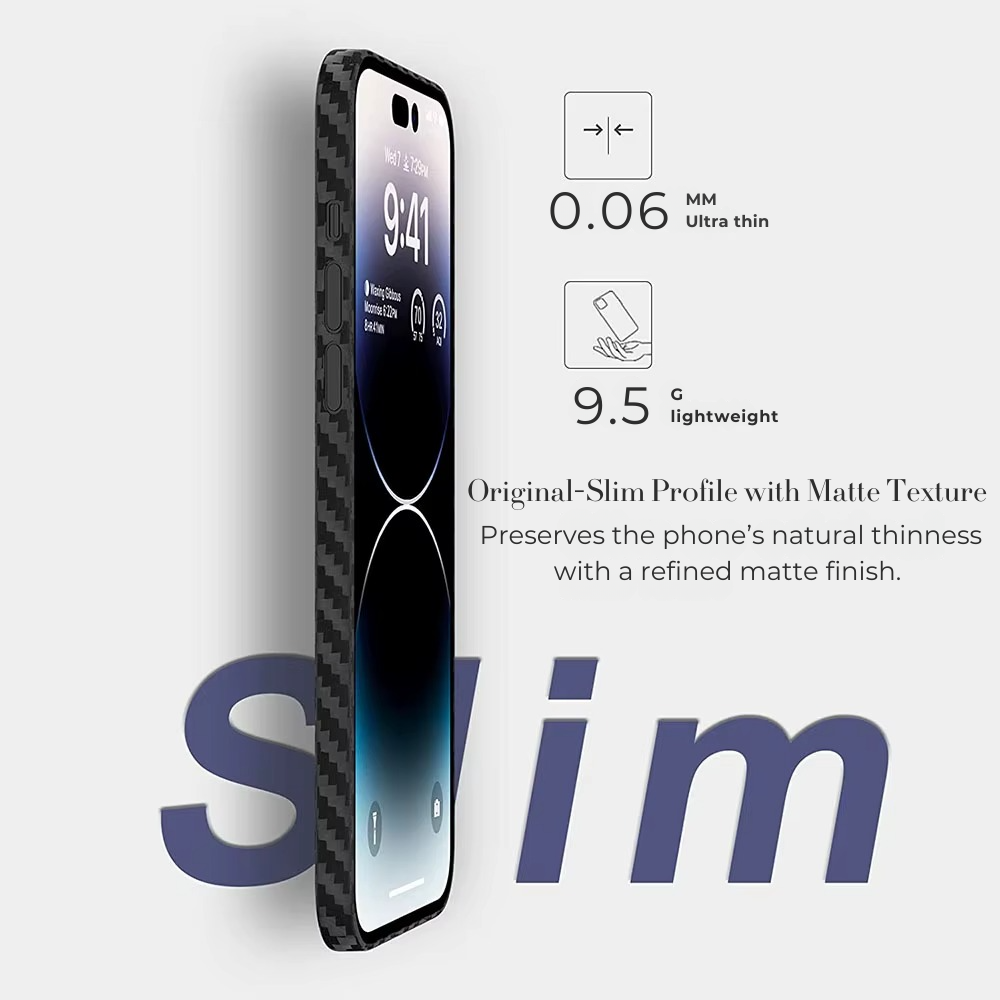 Premium iPhone Case Ultra Thin Carbon Fiber Matte Protective Cover 0.2mm PP Back Lightweight Scratch Resistant Slim Minimalist Design