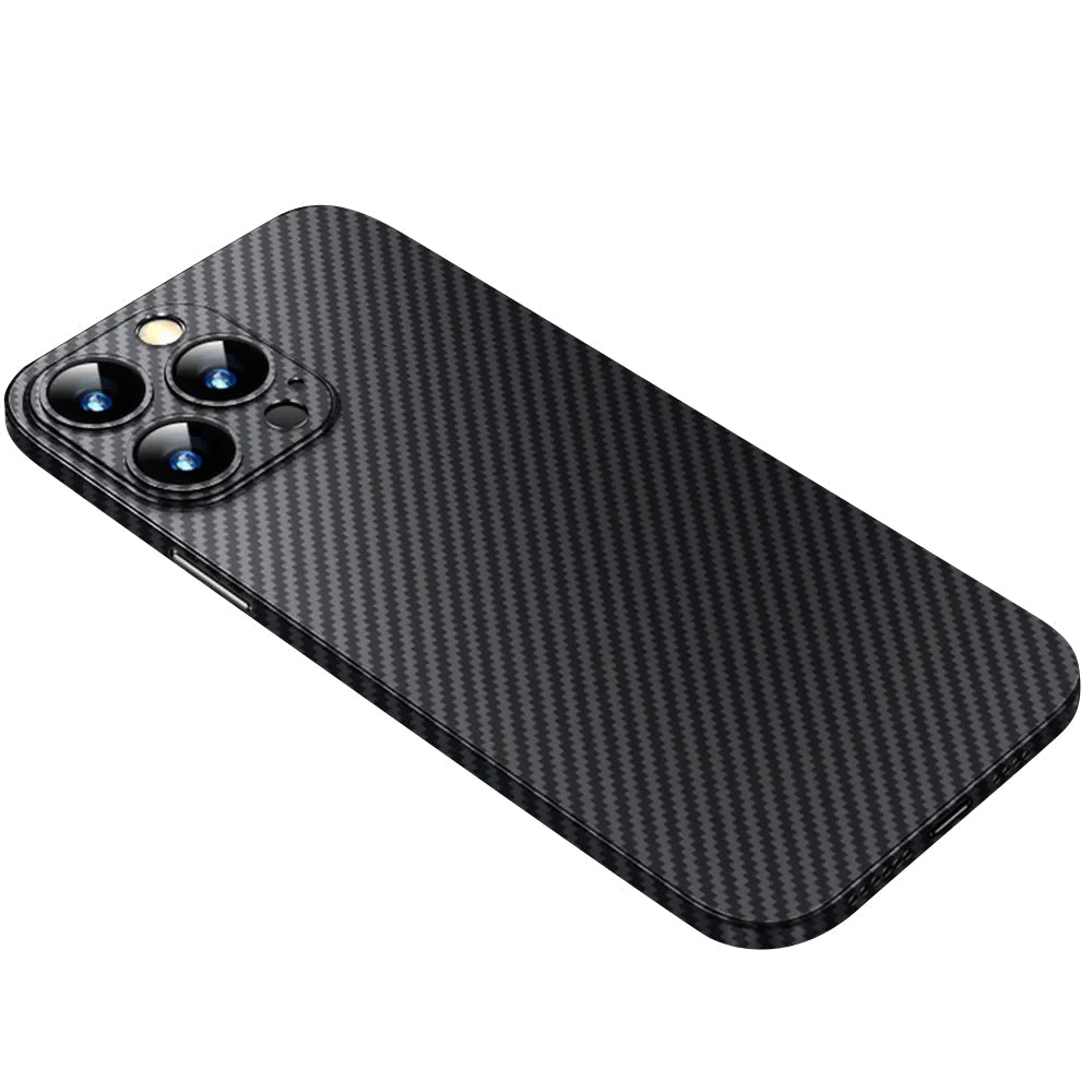 Premium iPhone Case Ultra Thin Carbon Fiber Matte Protective Cover 0.2mm PP Back Lightweight Scratch Resistant Slim Minimalist Design