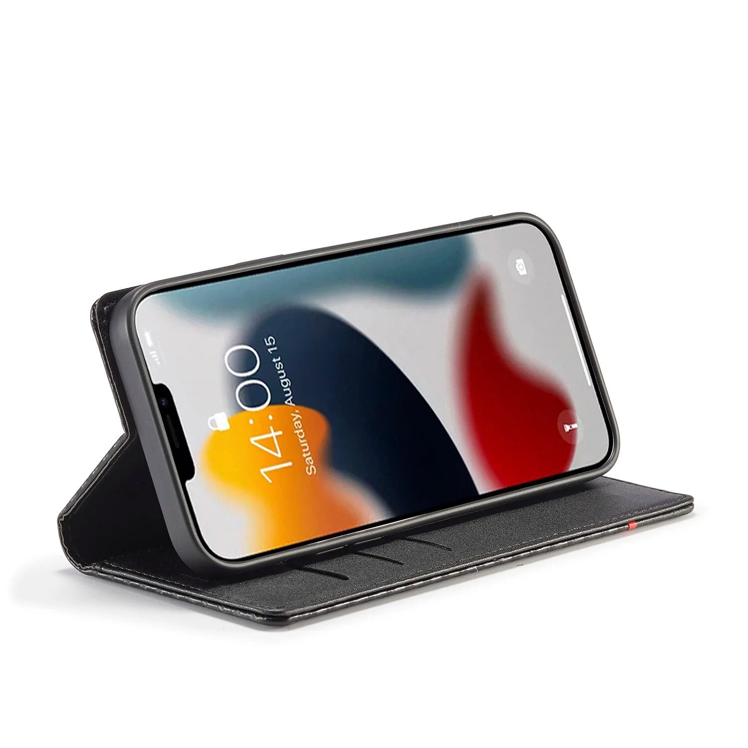 Premium iPhone Case Wallet MagSafe Compatible Carbon Fiber Leather Flip Cover Shockproof Protective Card Holder Stand Function Camera Lens Protection Slim Design