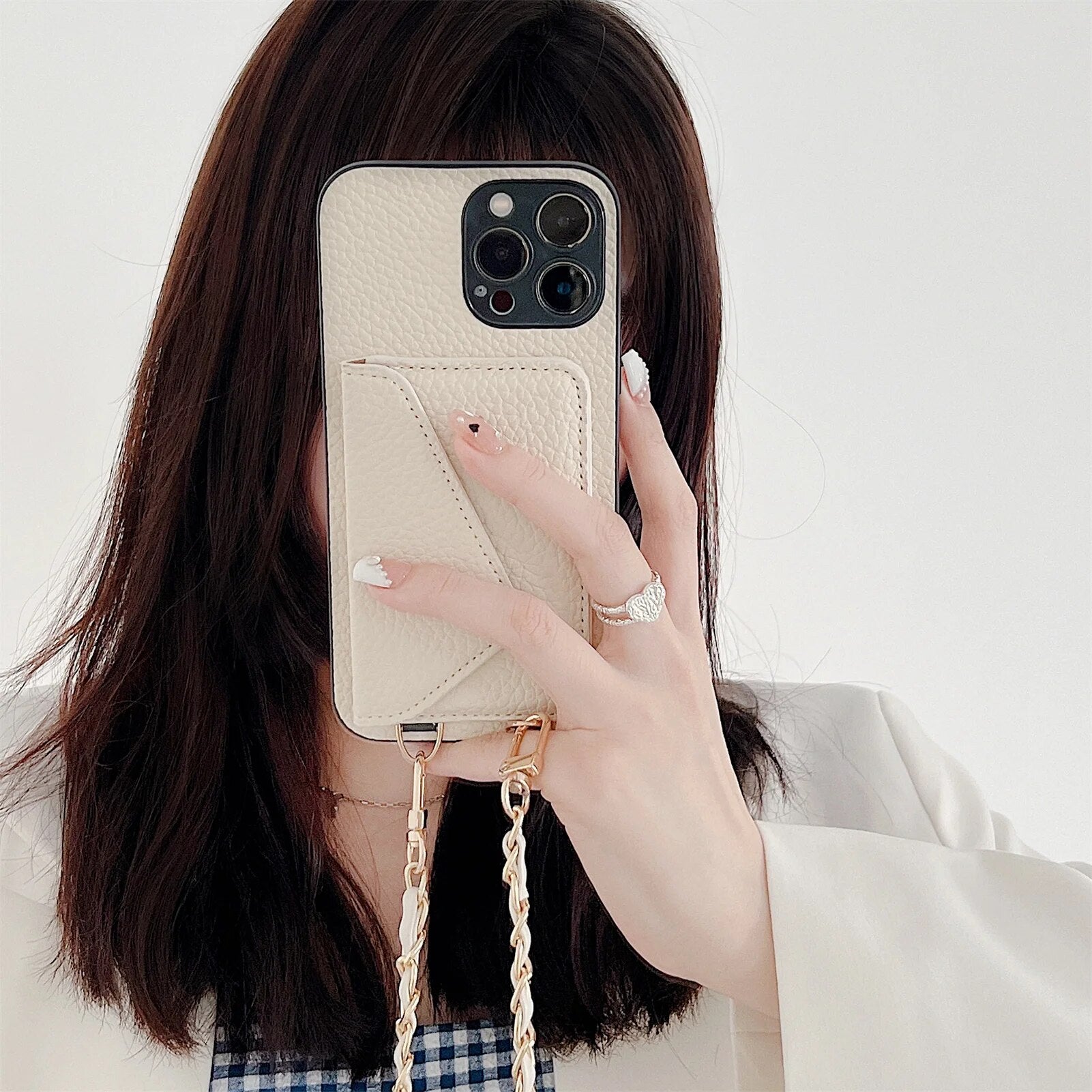 Premium iPhone Case Wallet MagSafe Compatible Crossbody Strap Leather Card Holder Shockproof Protective Cover Camera Lens Protection Slim Design