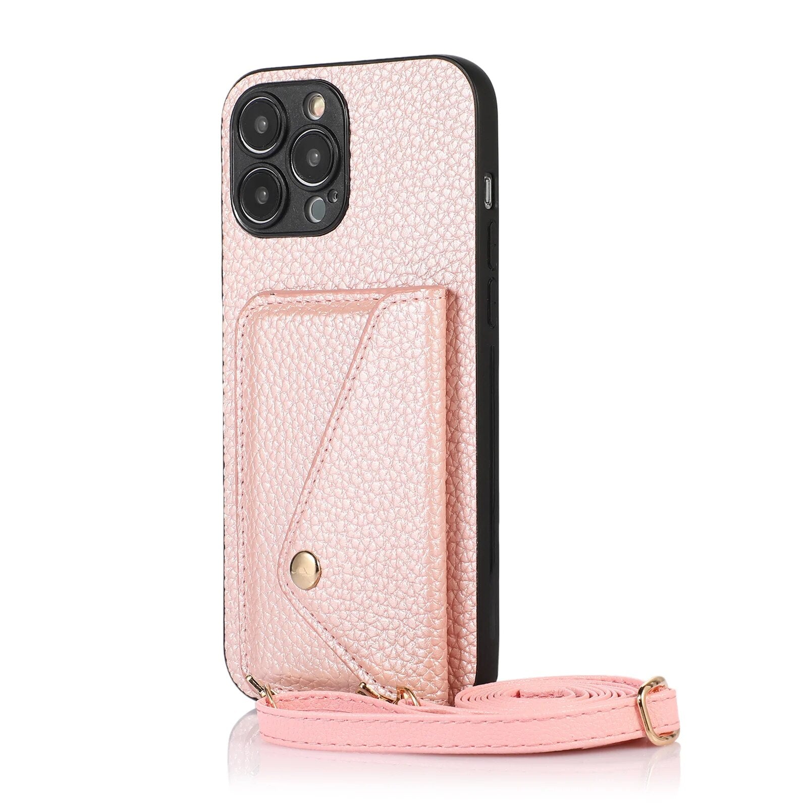 Premium iPhone Case Wallet MagSafe Compatible Crossbody Strap Leather Card Holder Shockproof Protective Cover Camera Lens Protection Slim Design