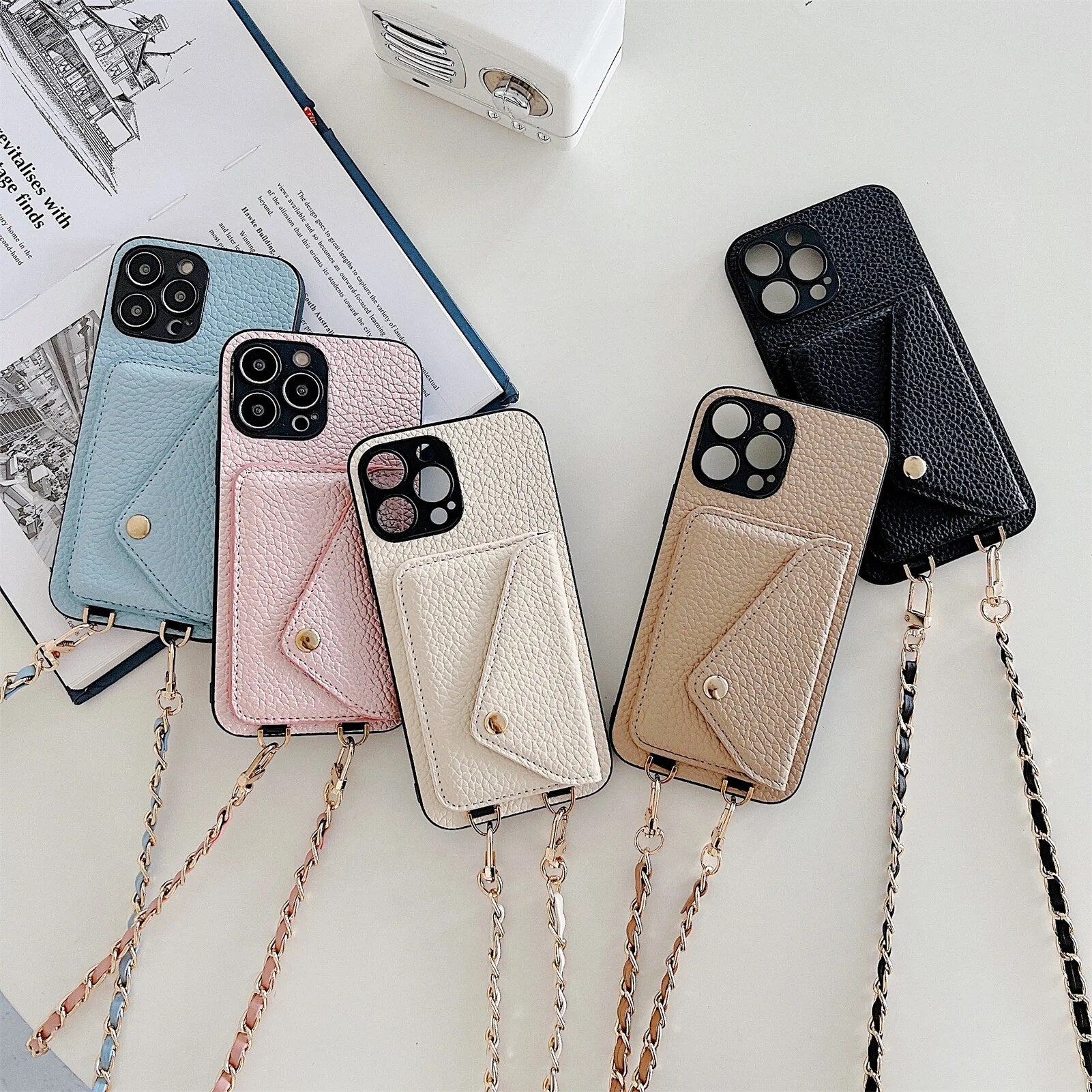 Premium iPhone Case Wallet MagSafe Compatible Crossbody Strap Leather Card Holder Shockproof Protective Cover Camera Lens Protection Slim Design