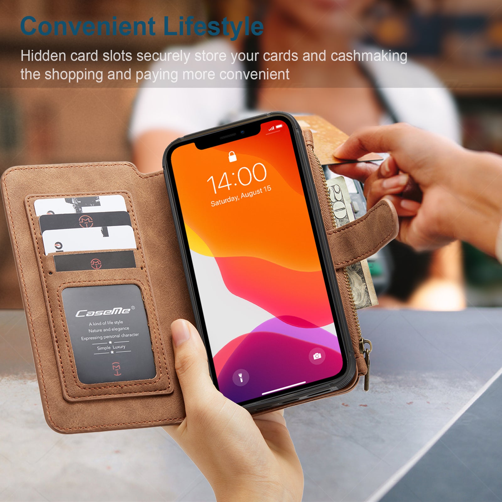 Premium iPhone Case Wallet MagSafe Compatible Detachable Leather Flip Stand Shockproof Protective Cover Card Holder Camera Lens Protection Slim Design