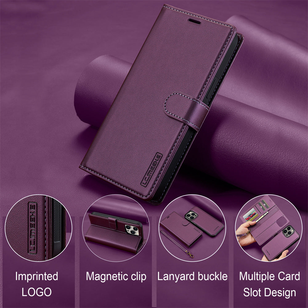 Premium iPhone Case Wallet MagSafe Compatible Detachable Leather Flip Stand Shockproof Protective Cover Card Holder Camera Lens Protection Slim Design