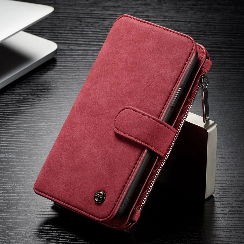 Premium iPhone Case Wallet MagSafe Compatible Detachable Leather Flip Stand Shockproof Protective Cover Card Holder Camera Lens Protection Slim Design