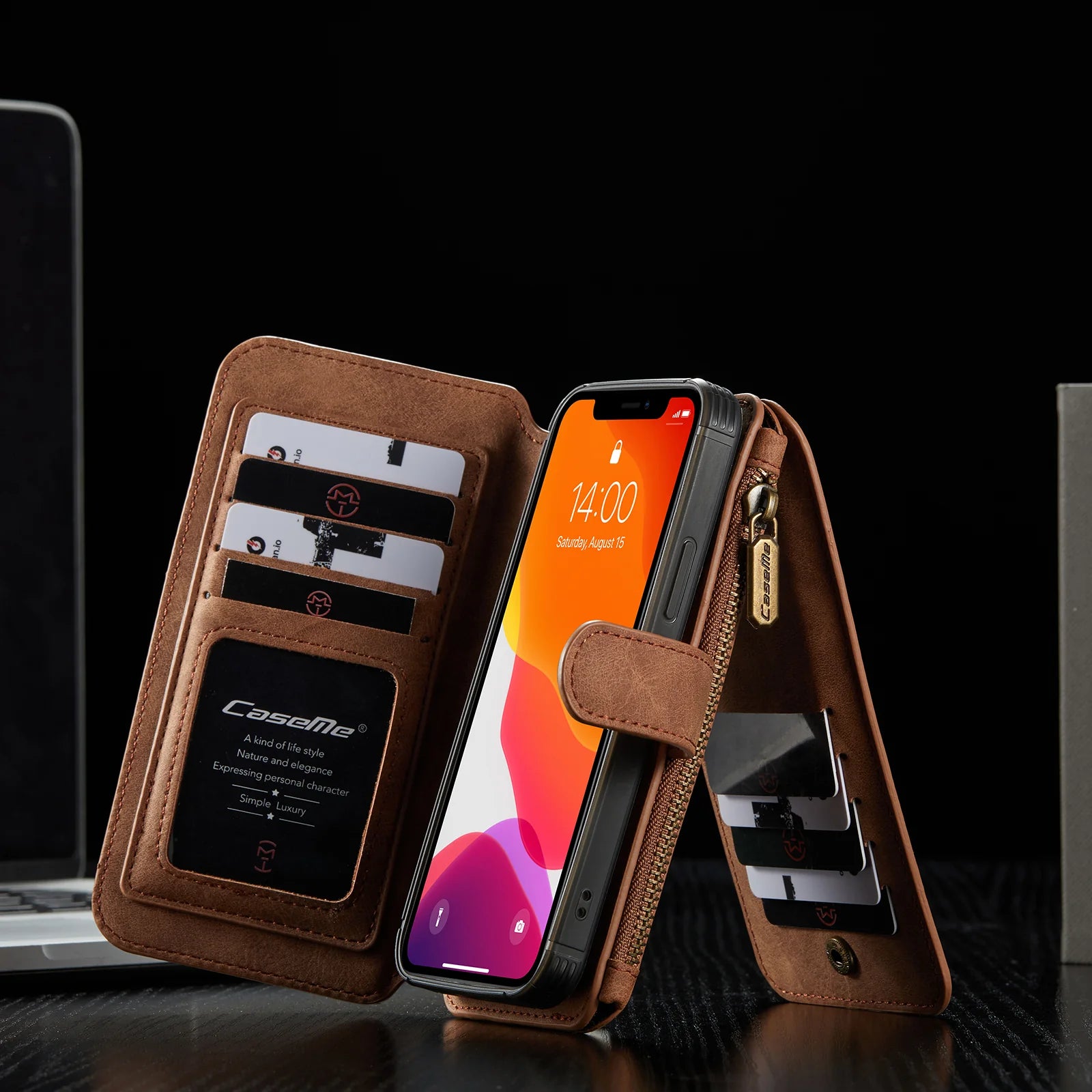 Premium iPhone Case Wallet MagSafe Compatible Detachable Leather Flip Stand Shockproof Protective Cover Card Holder Camera Lens Protection Slim Design