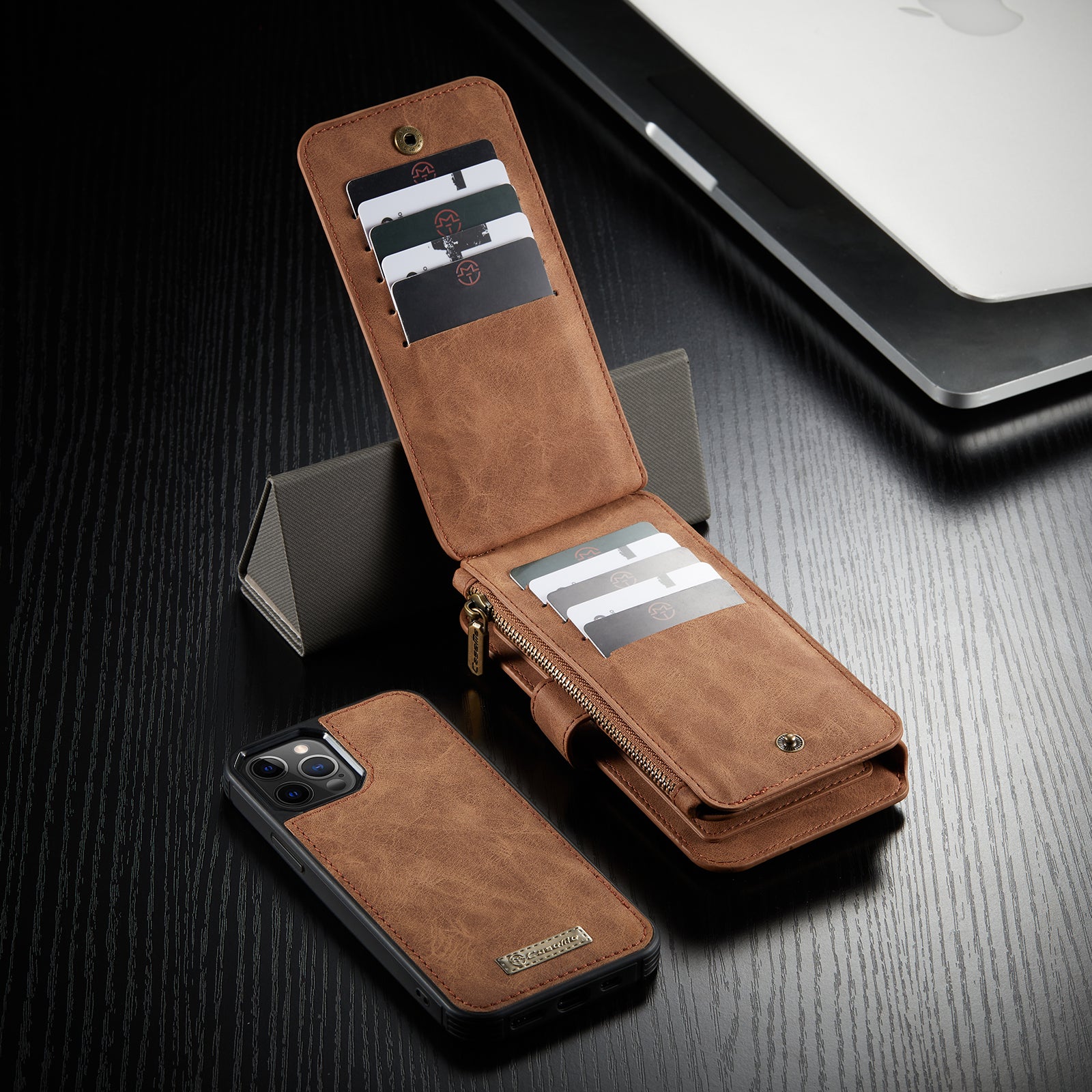 Premium iPhone Case Wallet MagSafe Compatible Detachable Leather Flip Stand Shockproof Protective Cover Card Holder Camera Lens Protection Slim Design