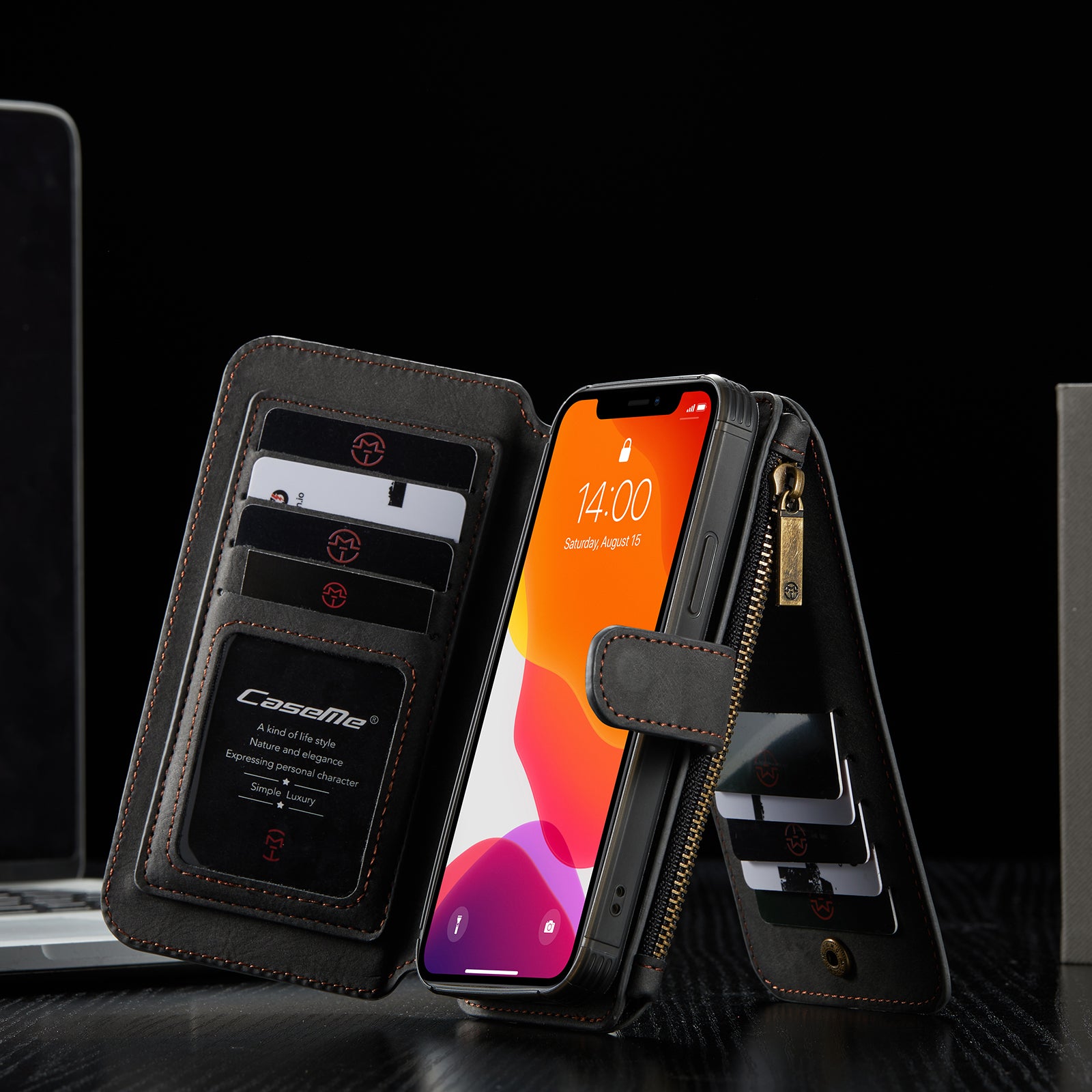 Premium iPhone Case Wallet MagSafe Compatible Detachable Leather Flip Stand Shockproof Protective Cover Card Holder Camera Lens Protection Slim Design