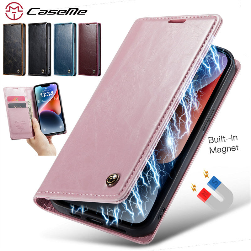 Premium iPhone Case Wallet MagSafe Compatible Detachable Leather Flip Stand Shockproof Protective Cover Card Holder Camera Lens Protection Slim Design