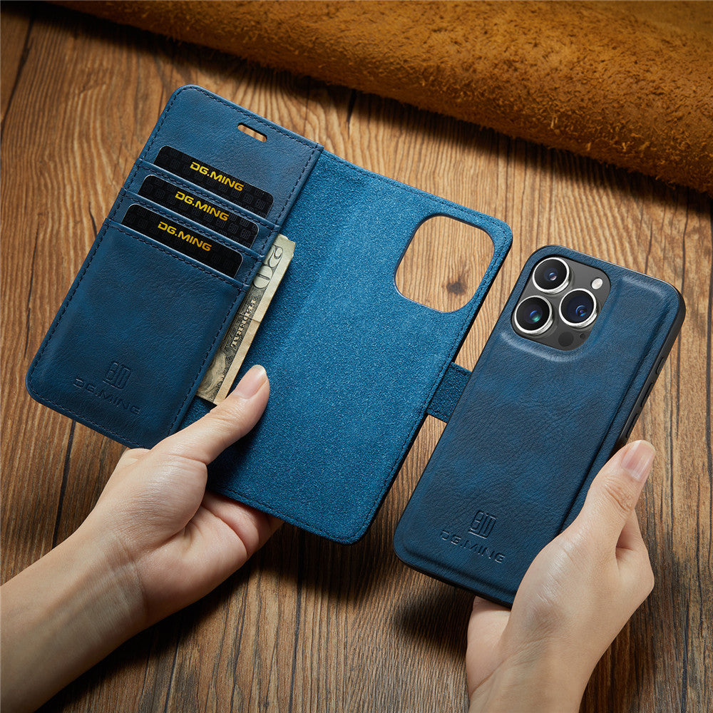 Premium iPhone Case Wallet MagSafe Compatible Detachable Magnetic Leather Shockproof Protective Cover Card Holder Camera Lens Protection Slim Design