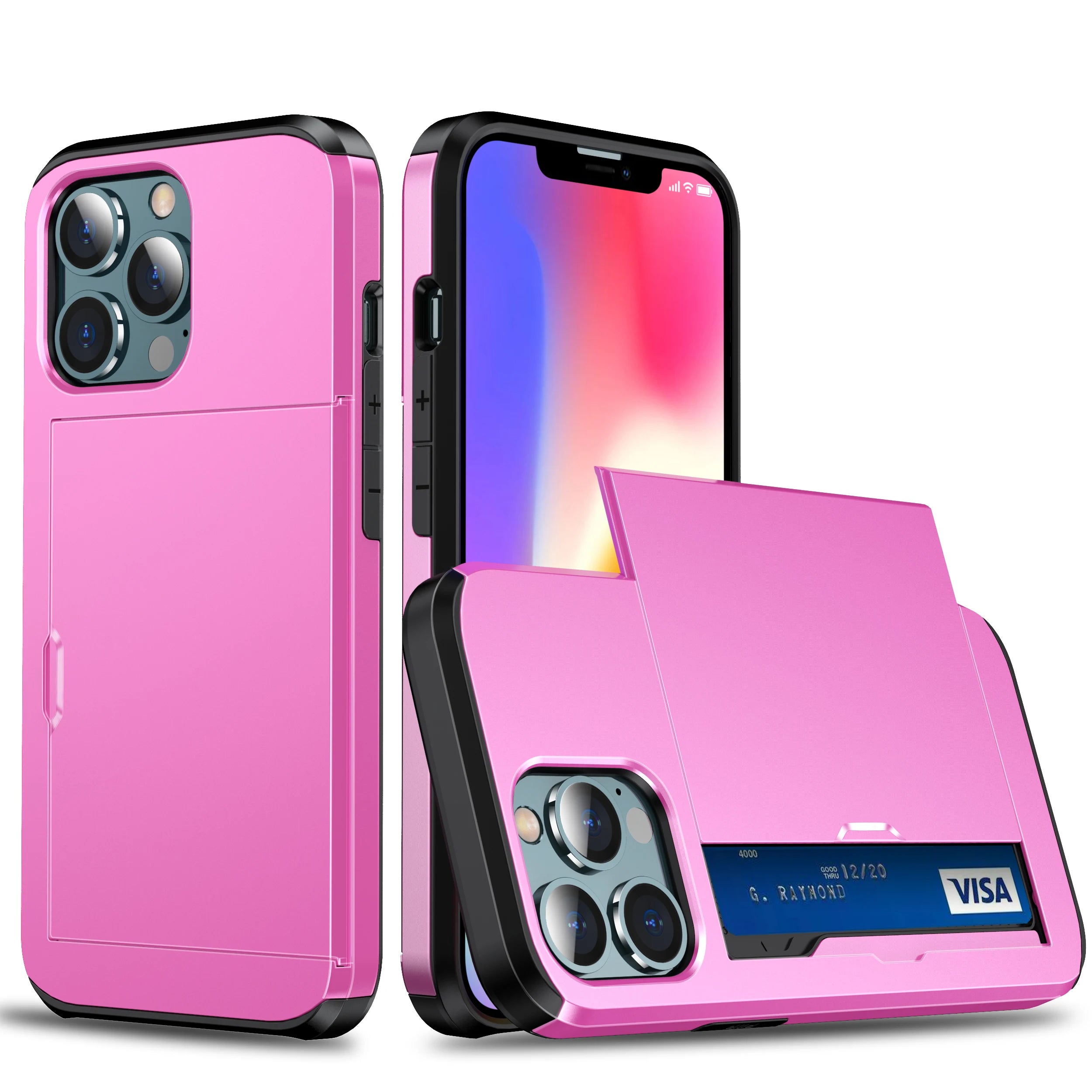 Premium iPhone Case Wallet MagSafe Compatible Dual Layer Slider Card Holder Shockproof Protective Cover Camera Lens Protection Slim Design