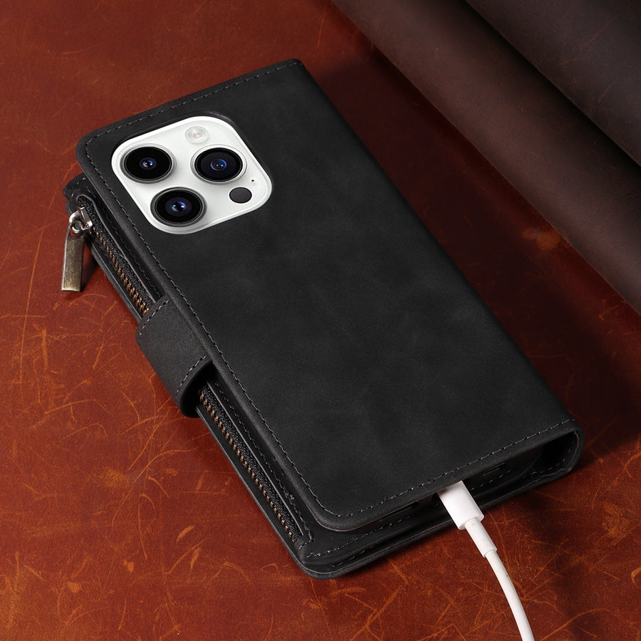 Premium iPhone Case Wallet MagSafe Compatible Leather Card Holder Magnetic Closure Shockproof Protective Cover Camera Lens Protection Slim Design