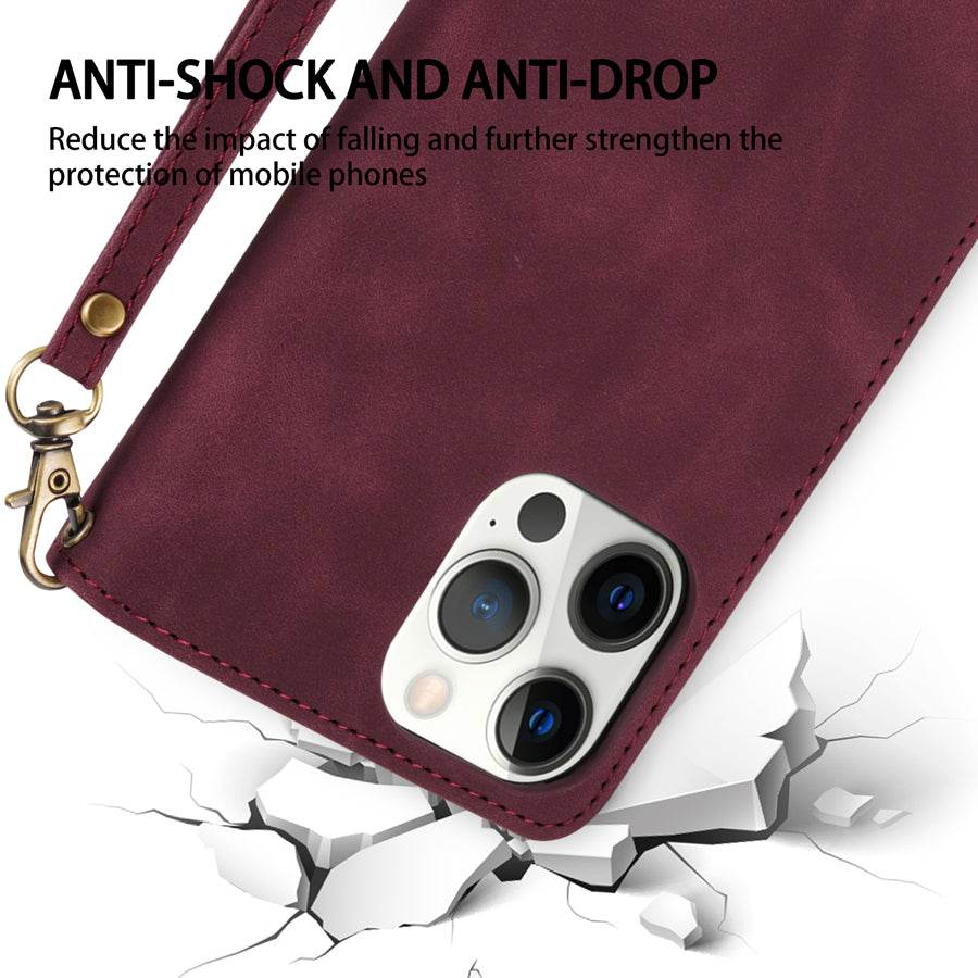 Premium iPhone Case Wallet MagSafe Compatible Leather Card Holder Magnetic Closure Shockproof Protective Cover Camera Lens Protection Slim Design