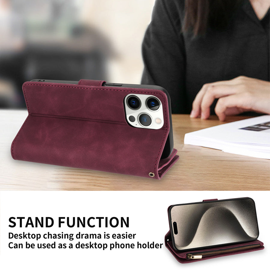 Premium iPhone Case Wallet MagSafe Compatible Leather Card Holder Magnetic Closure Shockproof Protective Cover Camera Lens Protection Slim Design