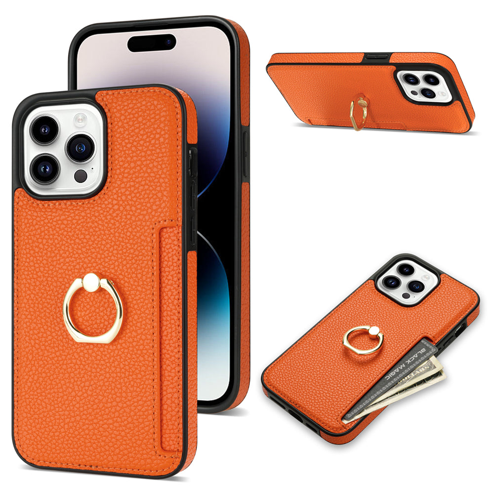 Premium iPhone Case Wallet MagSafe Compatible Leather Card Holder Ring Stand Shockproof Protective Cover Camera Lens Protection Slim Design