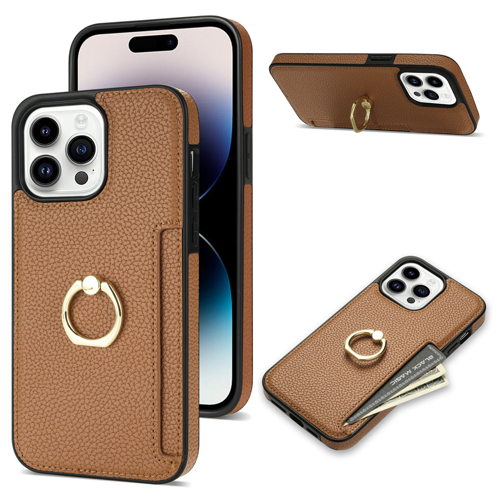 Premium iPhone Case Wallet MagSafe Compatible Leather Card Holder Ring Stand Shockproof Protective Cover Camera Lens Protection Slim Design