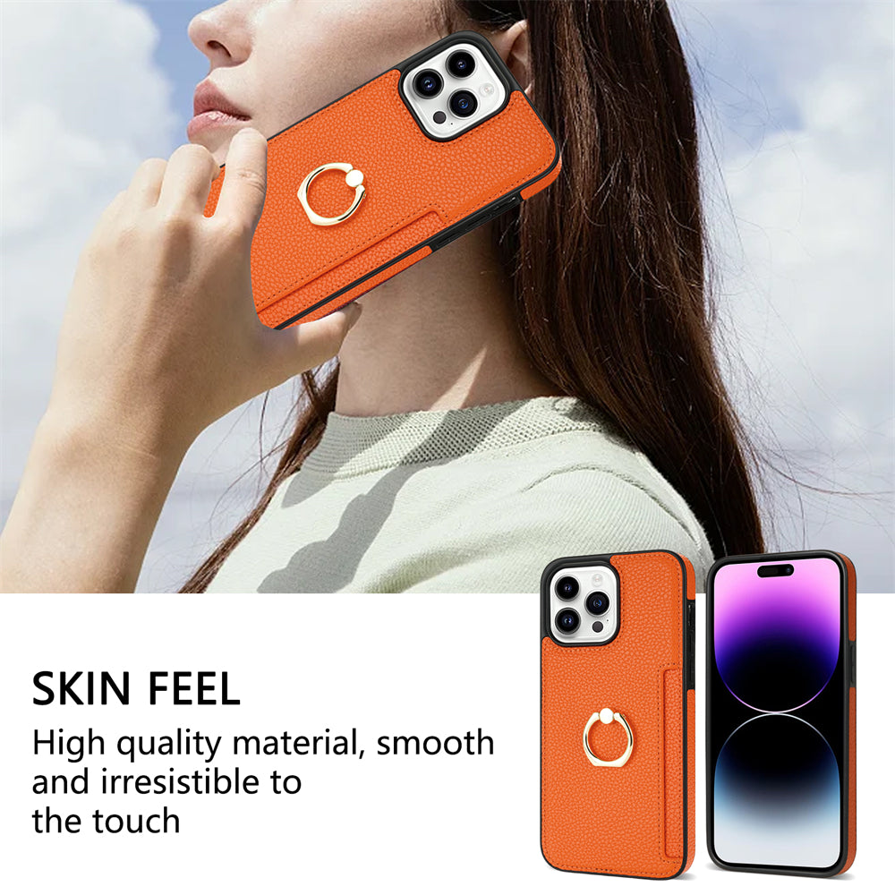 Premium iPhone Case Wallet MagSafe Compatible Leather Card Holder Ring Stand Shockproof Protective Cover Camera Lens Protection Slim Design