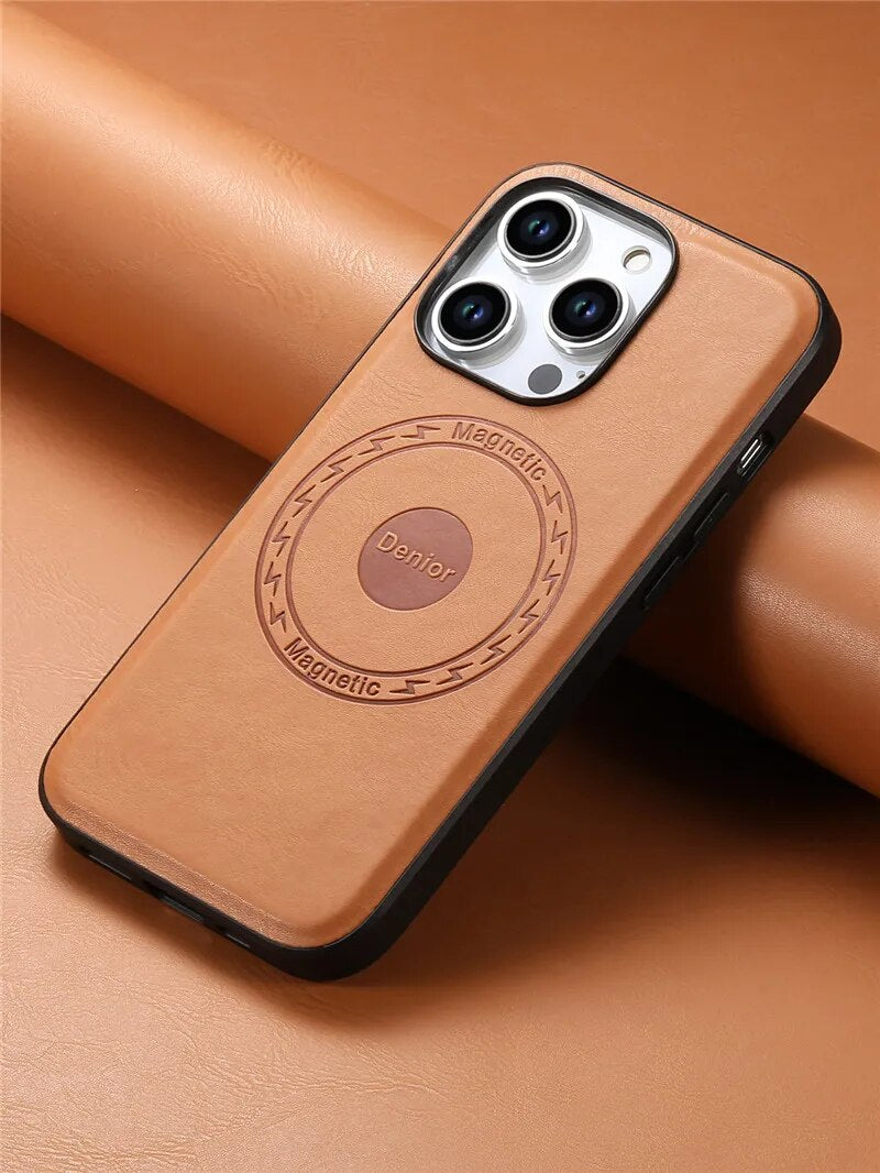 Premium iPhone Case Wallet MagSafe Compatible Leather Card Holder Shockproof Protective Cover Camera Lens Protection Slim Design