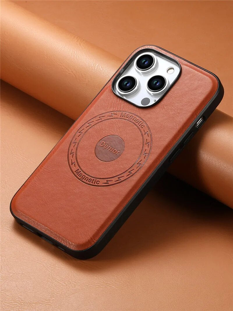 Premium iPhone Case Wallet MagSafe Compatible Leather Card Holder Shockproof Protective Cover Camera Lens Protection Slim Design