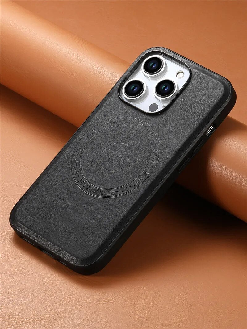 Premium iPhone Case Wallet MagSafe Compatible Leather Card Holder Shockproof Protective Cover Camera Lens Protection Slim Design