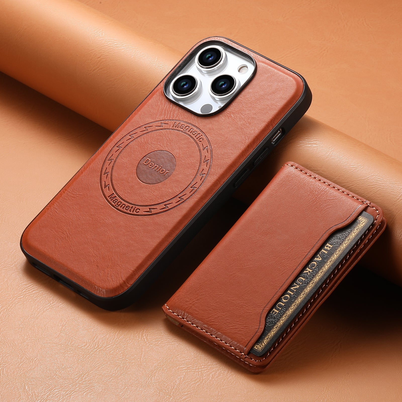 Premium iPhone Case Wallet MagSafe Compatible Leather Card Holder Shockproof Protective Cover Camera Lens Protection Slim Design