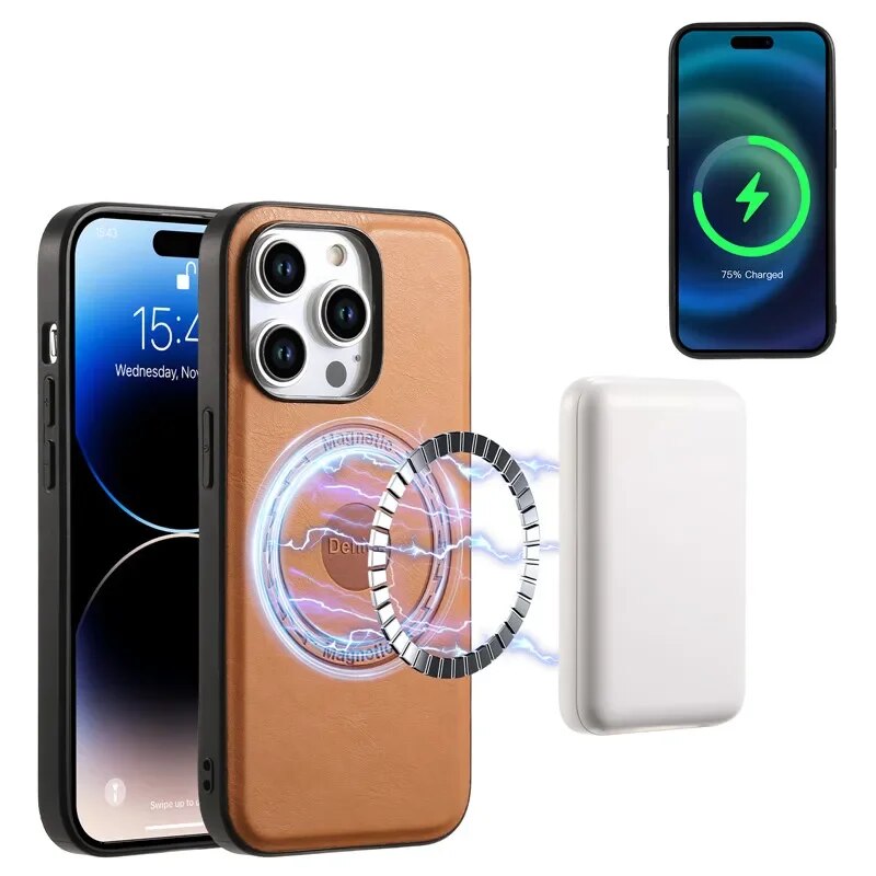 Premium iPhone Case Wallet MagSafe Compatible Leather Card Holder Shockproof Protective Cover Camera Lens Protection Slim Design