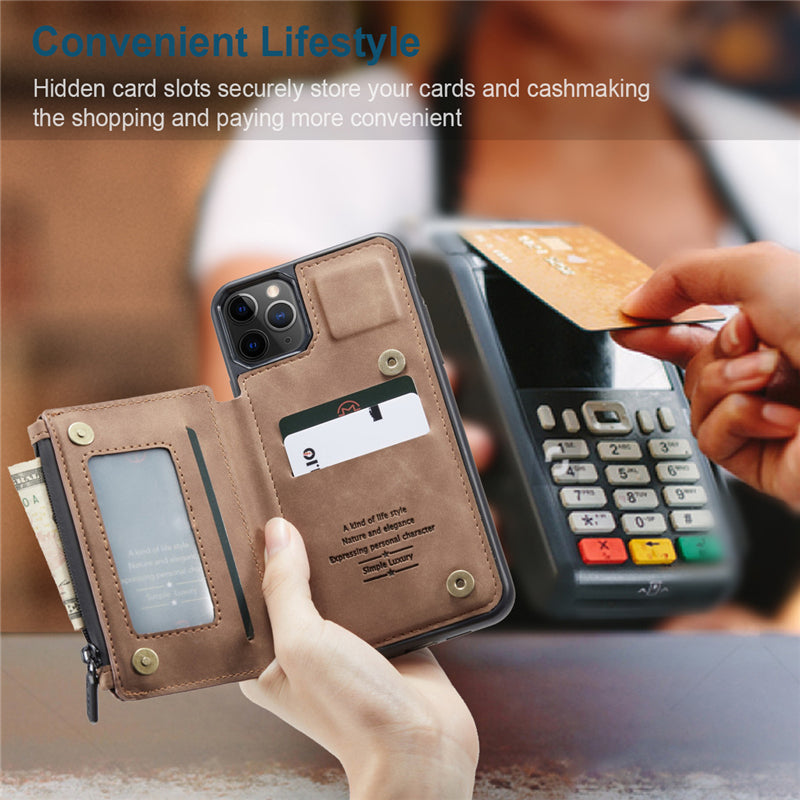 Premium iPhone Case Wallet MagSafe Compatible Leather Card Holder Stand Shockproof Protective Cover Camera Lens Protection Slim Design
