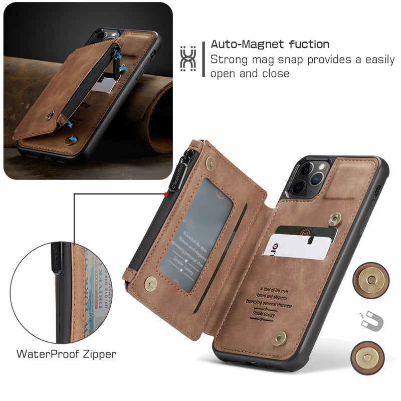 Premium iPhone Case Wallet MagSafe Compatible Leather Card Holder Stand Shockproof Protective Cover Camera Lens Protection Slim Design
