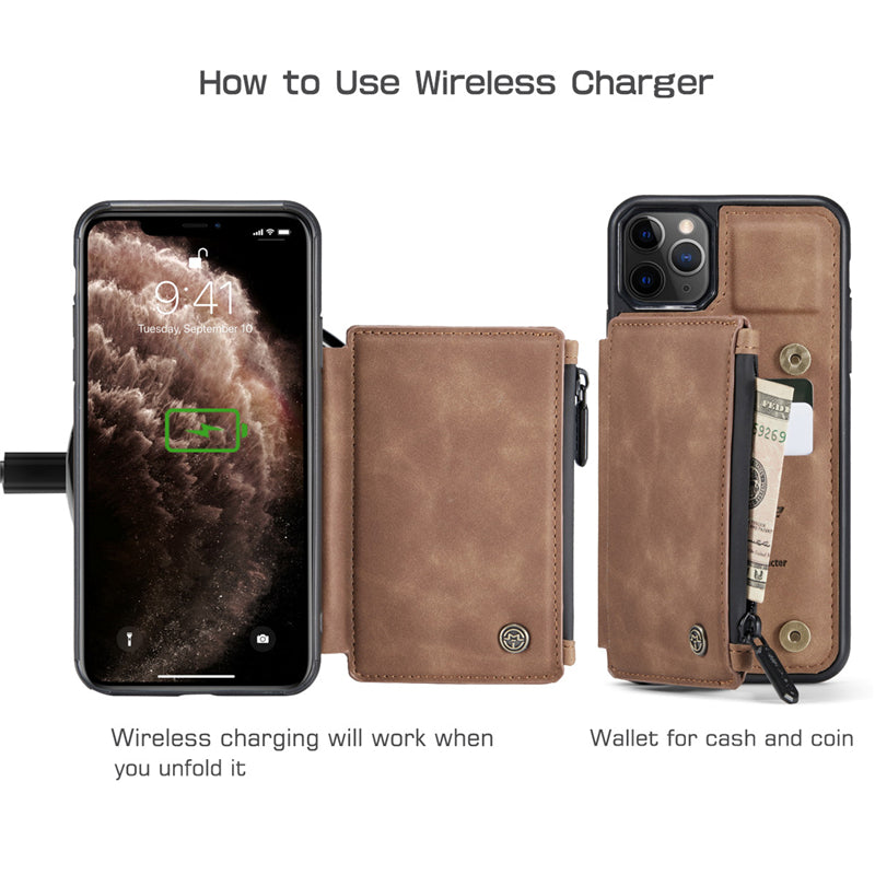 Premium iPhone Case Wallet MagSafe Compatible Leather Card Holder Stand Shockproof Protective Cover Camera Lens Protection Slim Design