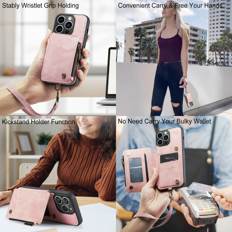 Premium iPhone Case Wallet MagSafe Compatible Leather Card Holder Stand Shockproof Protective Cover Camera Lens Protection Slim Design