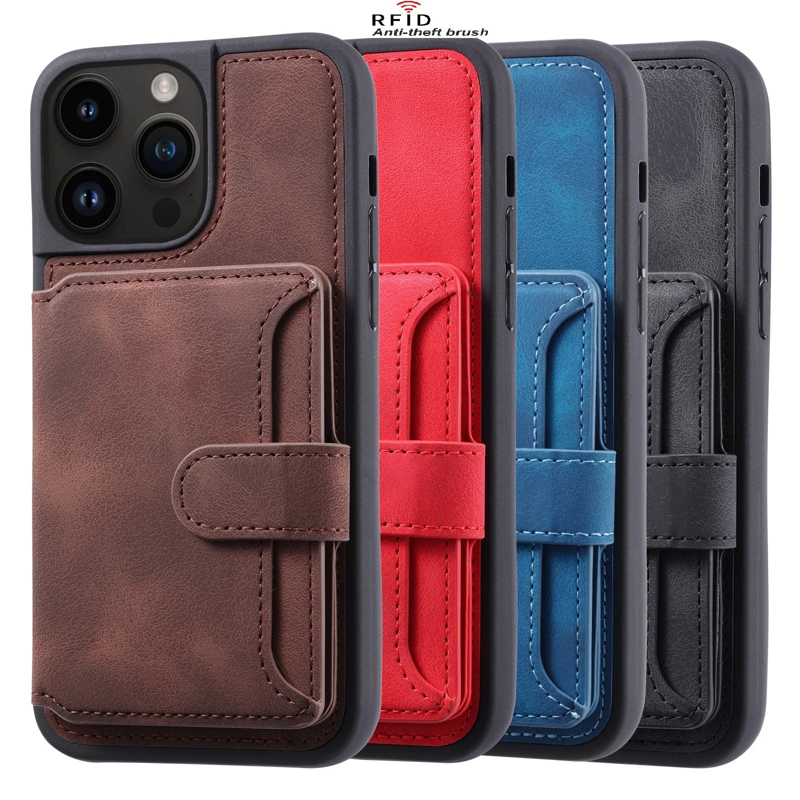 Premium iPhone Case Wallet MagSafe Compatible Leather Card Holder Stand Shockproof Protective Cover Camera Lens Protection Slim Design